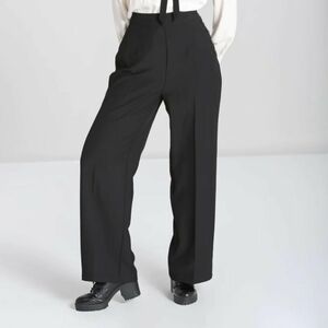 Black Wide Leg Ginger Pants by Hell Bunny